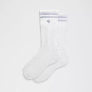 Unisex Daily Essential Crew Socks Stripe - White/Serene Blue